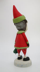 Christmas folk art Black Santa Claus with Christmas tree charm