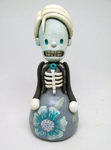 Blue Skeleton girl in dress great art character!