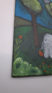 Halloween Ghost in the woods 8 x 10 flat canvas panel