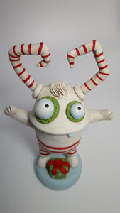 Fabulous Christmas folk art MONSTER with crazy horns and open arms