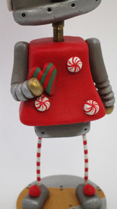 Christmas Robot with candy buttons and striped heart