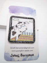Pin brooch hand drawn COW read to wear cute! misc