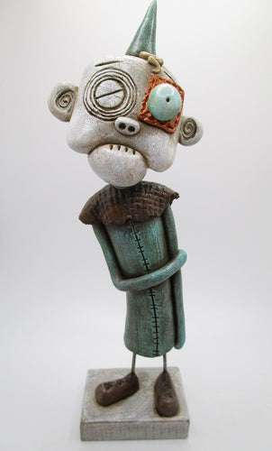 Art character with primitive crackle finish CREEPY yet kinda lovable man