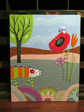 Folk art style Creature in the wild painting 8 x 10