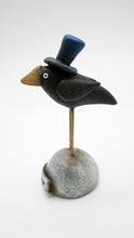 Small 4th of July crow with blue top hat on mounded base with "summer" word