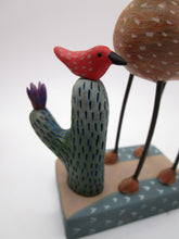 Desert DOG with birds and cactus - paper clay - metal embellishment misc