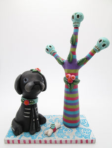 Day of the dead DOG and skull tree