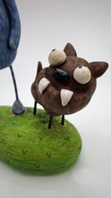 One eye monster and his pet dog PAPER CLAY with colored pencil finish awesome!