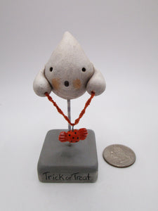 Halloween petite flying ghost with candy " trick or treat "