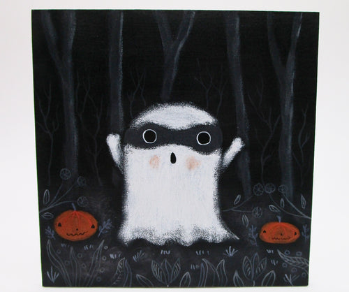 Halloween folk art ghost painting