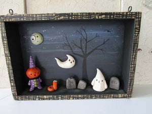 Halloween shadow box spooky scene ready to hang on wall