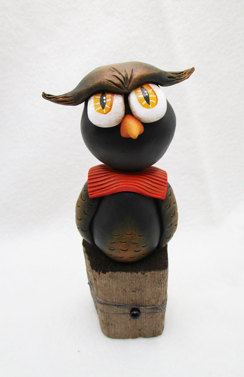 Halloween folk art vintage style OWL – pumpkinseeds folk art by