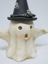 Halloween folk art Ghost wearing witch hat