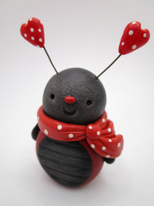Valentine folk art lady bug love with hearts