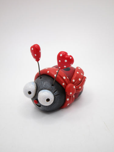 Valentine folk art lady bug love with bug eyes