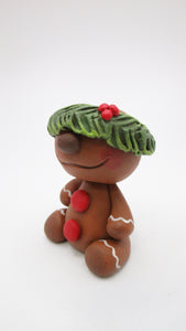 Little Christmas folk art Gingerbread man wreath over eyes