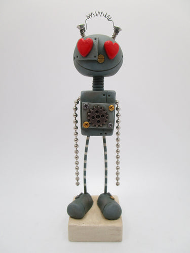 Valentine love robot with heart eyes ball and chain arms