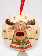 Christmas ornament moose woodburning on 4 inch round