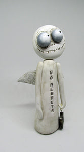 Halloween "no regrets" skelly skeleton with soldered charm black cat