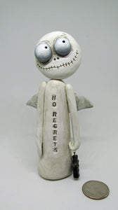 Halloween "no regrets" skelly skeleton with soldered charm black cat