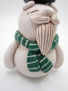 Christmas old time snowman (frosty style) green scarf