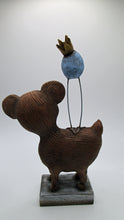 bear and bird with crown art character - paper clay