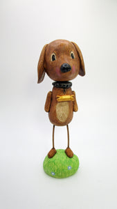 NEW paper clay DOG folk art style with bone collar