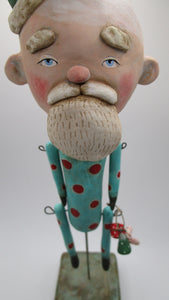 NEW paper clay vintage style Christmas Santa clause with articulated limbs