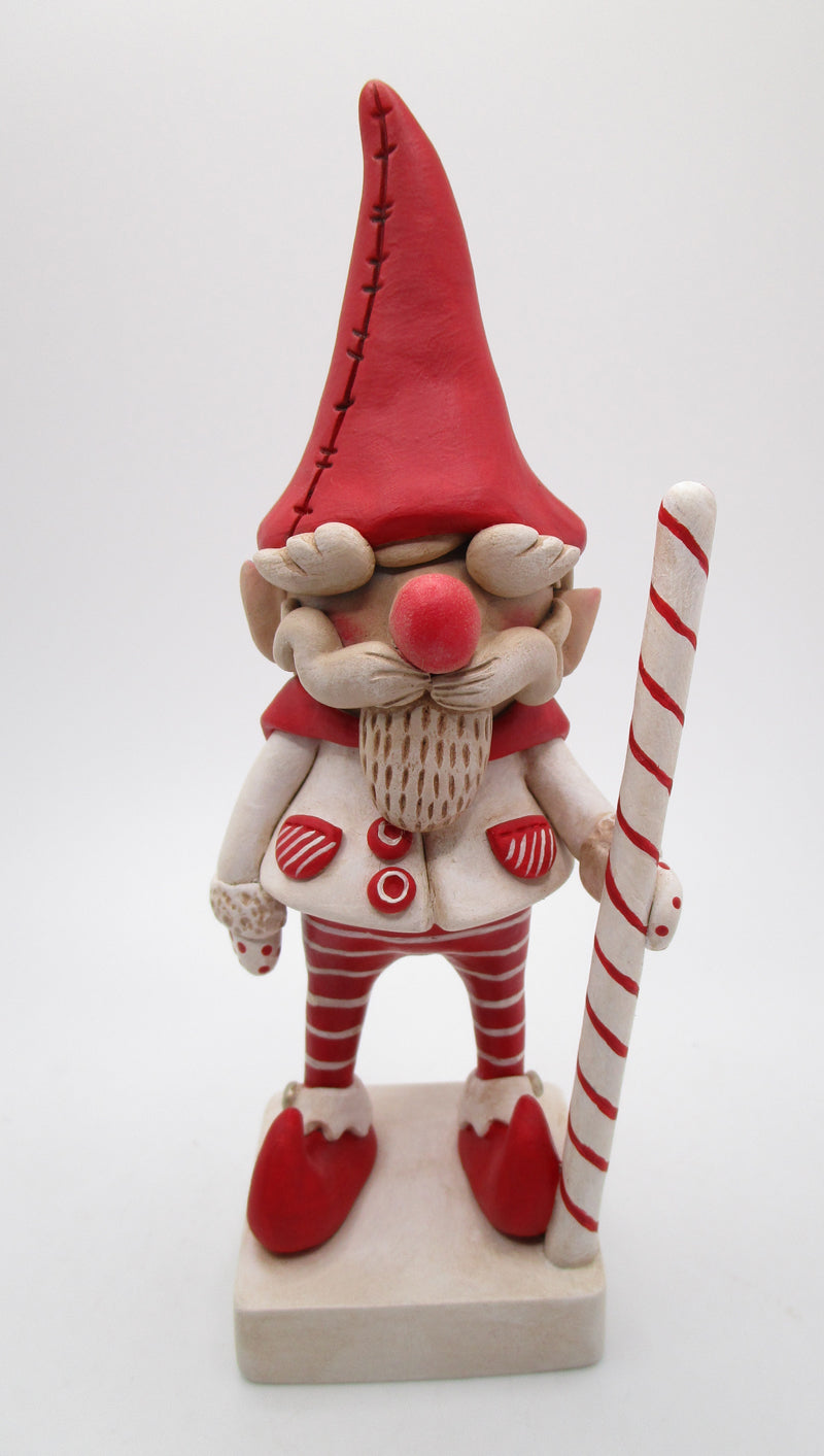 Christmas ELF gnome like with peppermint walking stick