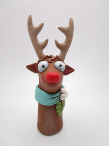Christmas folk art reindeer with vintage style collar
