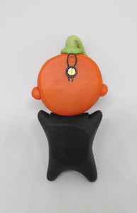 Halloween folk art style Pumpkin with black skelly suit WALL DECOR 3.5 inches