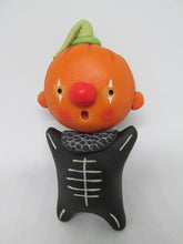 Halloween folk art style Pumpkin with black skelly suit WALL DECOR 3.5 inches