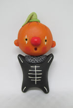 Halloween folk art style Pumpkin with black skelly suit WALL DECOR 3.5 inches