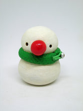 Mini Christmas folk art snowman with big red nose and cute unique scarf