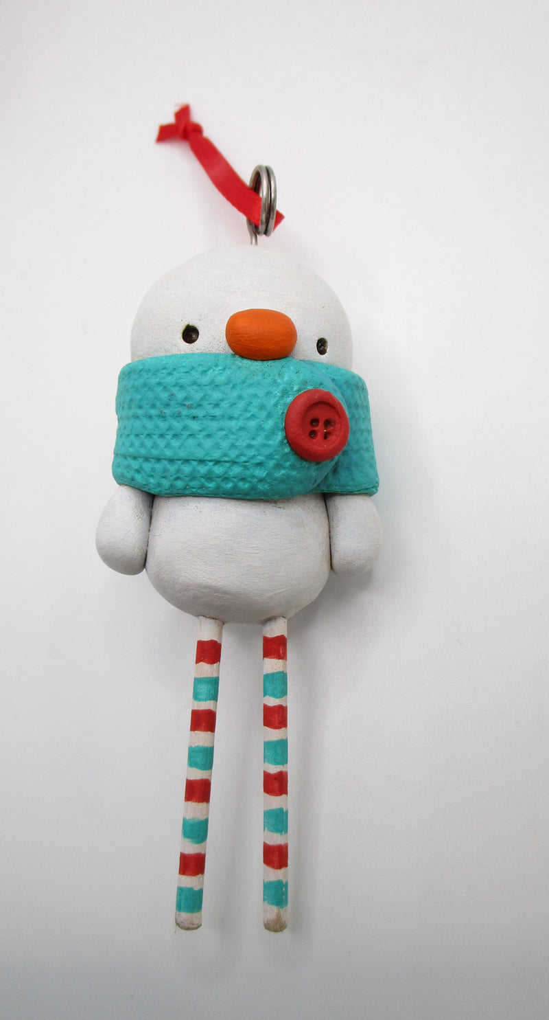 Christmas snowman ornament wooden legs ready for your tree!