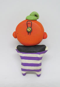 Halloween folk art style Pumpkin man with striped body WALL DECOR