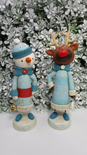Christmas folk art REINDEER with long sweater and snowflake charm