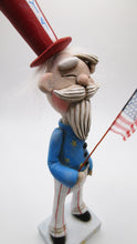 Folk art style - 4th of July UNCLE SAM with vintage flag - paper clay