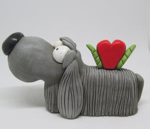 Valentine dog grey with heart adorable!!!