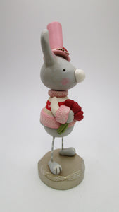 Valentines all decked out Bunny with heart bouquet and top hat