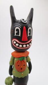 Halloween folk art style and vintage style BLACK CAT