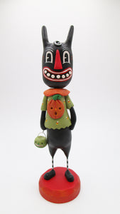 Halloween folk art style and vintage style BLACK CAT