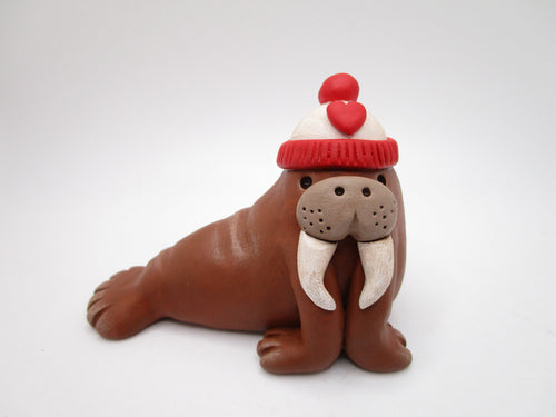 Valentine LOVE walrus with heart beanie