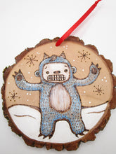 Christmas ornament YETI pyrography ready for your tree natural look