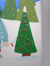Painting Christmas original acrylic painting YETI decorates his tree