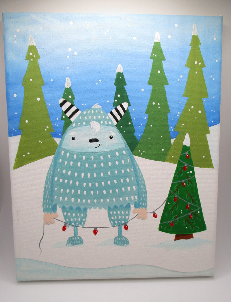 Holiday Christmas character Original Mini Canvas Acrylic Painting