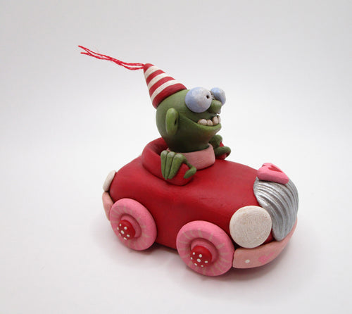 Valentine folk art ZOMBIE CAR zoom zoom zoom